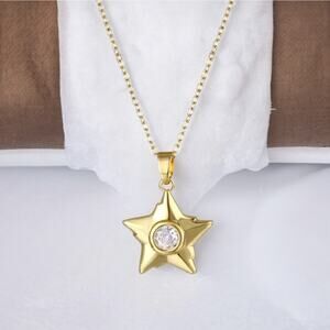 NEW 18k yellow gold plated Boho zircon star chain necklace jewelry B21